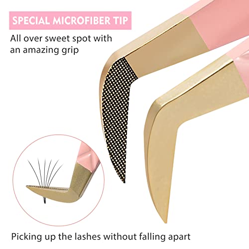Ms.Queen Lash Tweezers for Eyelash Extensions,Fiber Tip Eyelash Tweezers for Mink Lashes Fan Making Mega Volume Boot Lashing Tweezers - Image 2