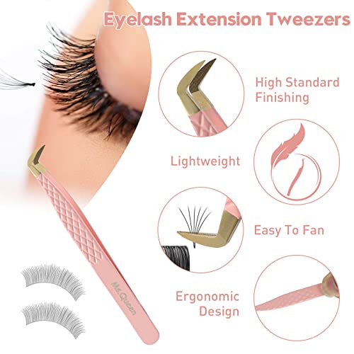 Ms.Queen Lash Tweezers for Eyelash Extensions,Fiber Tip Eyelash Tweezers for Mink Lashes Fan Making Mega Volume Boot Lashing Tweezers - Image 3