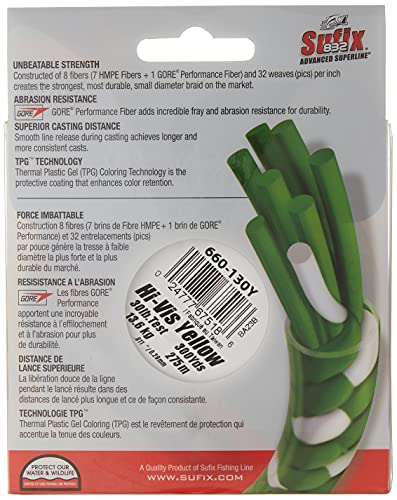 Sufix 832 Advanced Superline Braid, Hi-Vis Yellow, 20-Pound/300-Yard Spool (660-120Y) - Image 5