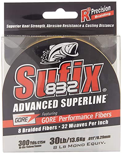 Sufix 832 Advanced Superline Braid, Hi-Vis Yellow, 20-Pound/300-Yard Spool (660-120Y) - Image 4