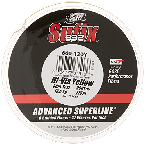 Sufix 832 Advanced Superline Braid, Hi-Vis Yellow, 20-Pound/300-Yard Spool (660-120Y) - Image 2