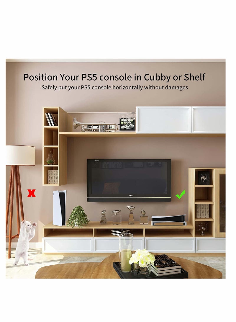 SYOSI Horizontal Stand for Playstation 5, Desk Stand Compatible with Playstation 5 Disc, Console Lay Down Stand for PS5, Minimalist Design, White - Image 3