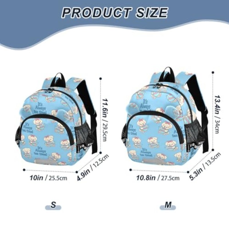 Tea Time Bow Dog Toddler Backpack with Leash, Cute Preschool Backpack Baby Harness Bookbag, 10L - Image 2