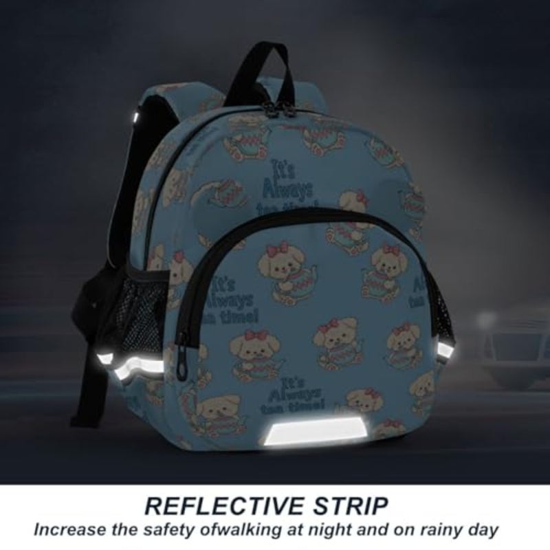 Tea Time Bow Dog Toddler Backpack with Leash, Cute Preschool Backpack Baby Harness Bookbag, 10L - Image 5