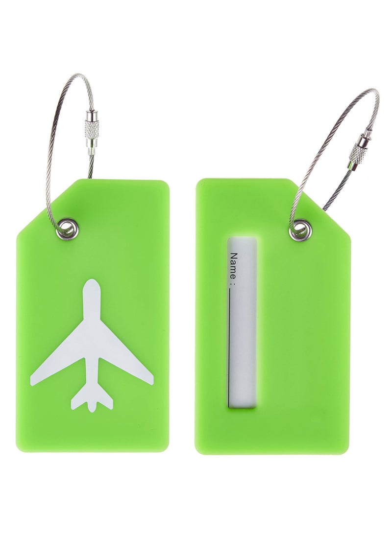 5 Pack Silicone Luggage Tag, With Name ID Card Quickly Spot Luggage Suitcase, Anti-lost Tag, Green - Image 2