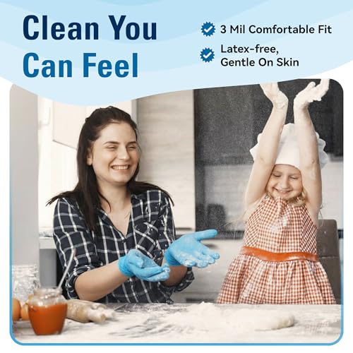 SWIFTLITE Food Safe Disposable Gloves, Blue Nitrile Rubber Gloves, Latex-Free Powder-Free for Food Prep, Cooking, Cleaning (X-Large, 100) - Image 3