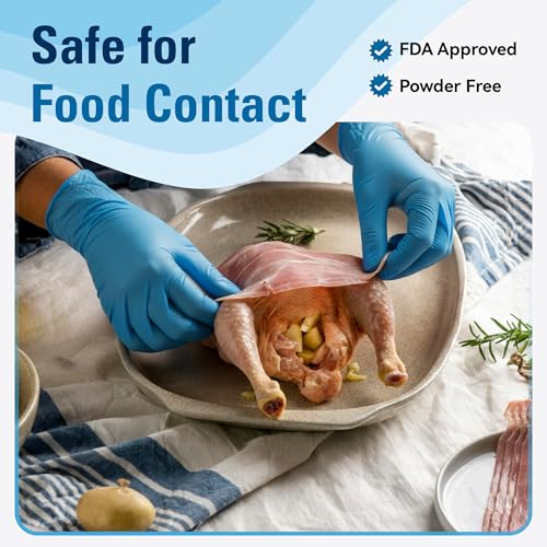 SWIFTLITE Food Safe Disposable Gloves, Blue Nitrile Rubber Gloves, Latex-Free Powder-Free for Food Prep, Cooking, Cleaning (X-Large, 100) - Image 2