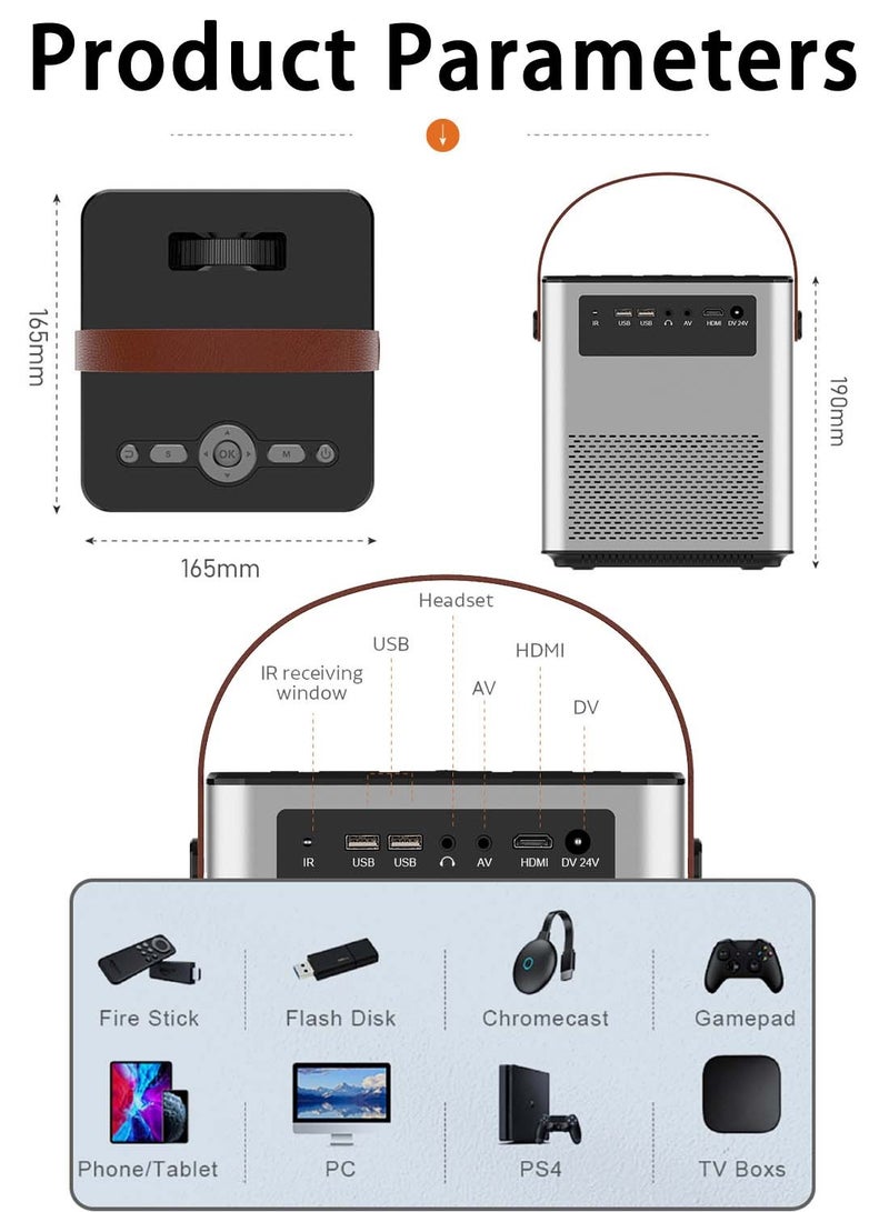 EqiEch Portable Projector 3800 Lumens 1080P Full HD 5G&2.4G Dual WiFi BT5.0 HIFI Speaker Built-in Android OS - Image 5