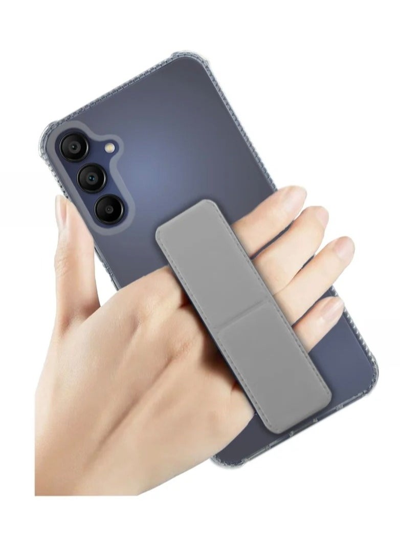 ARMOR - Case Cover For Samsung Galaxy A15 With Magnetic Hand Grip 3 in 1 Clear / Grey - Image 1