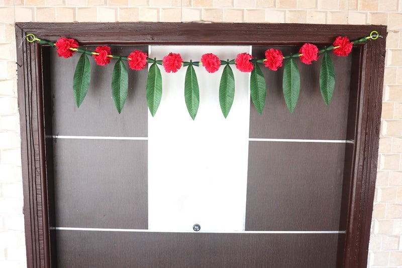 S2S® Artificial Megenta Marigold Flowers with Mango Leaf Door Toran for Main Door,Hanging Toran for Festive Decorations, Doorway Leaves toran (Pack of 1) (Length - 40 Inch) - Image 5