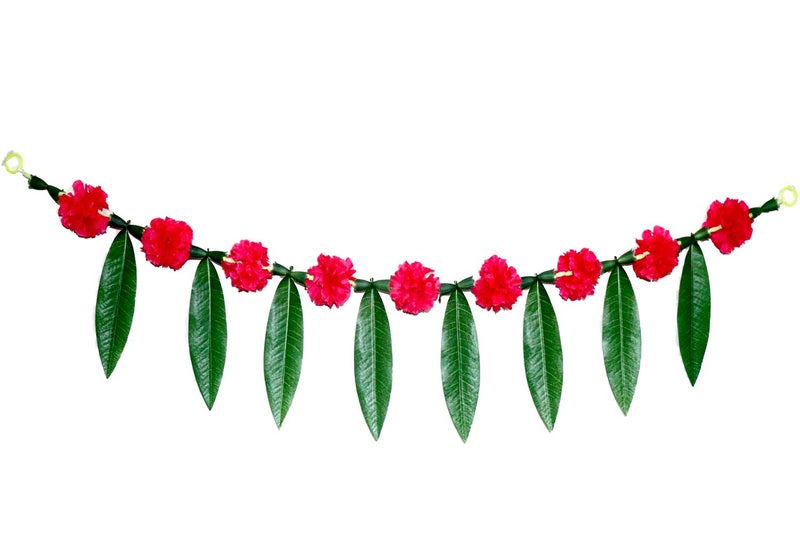 S2S® Artificial Megenta Marigold Flowers with Mango Leaf Door Toran for Main Door,Hanging Toran for Festive Decorations, Doorway Leaves toran (Pack of 1) (Length - 40 Inch) - Image 4