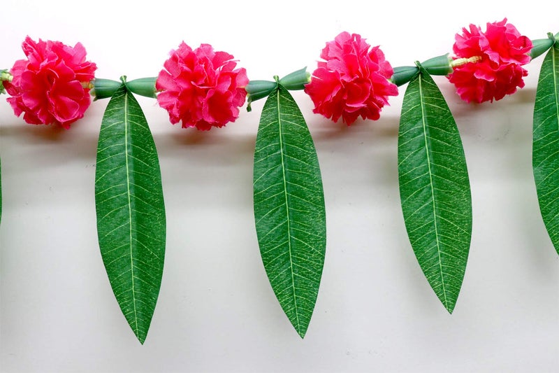 S2S® Artificial Megenta Marigold Flowers with Mango Leaf Door Toran for Main Door,Hanging Toran for Festive Decorations, Doorway Leaves toran (Pack of 1) (Length - 40 Inch) - Image 3