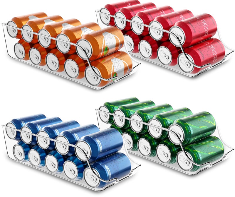 Utopia Kitchen Clear Soda Can Organizer - Fridge Organizer Bins - Set of 4 Drink Organizer For Fridge or Countertop - Soda Can Dispenser For Refrigerator Organizing - Fridge Organization and Storage - Image 1