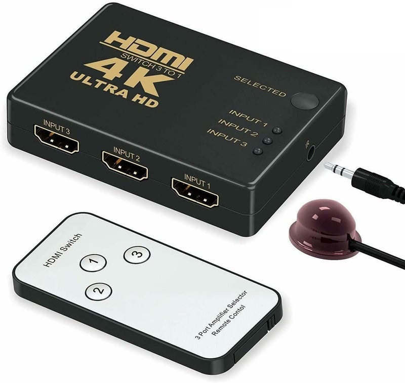 Swiztek HDMI Switch 3 in 1 with Remote – Supports 1080P, 3D, HDCP – High-Speed HDMI Selector TD-472H. - Image 1