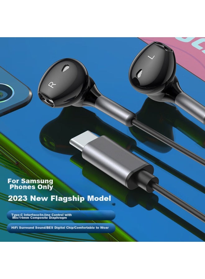 Dooseyuon Deyu Type-c Wired Earphones Compatible With Samsung Galaxy S24, S23 Ultra, S22+, A54, S21, S20, S10, Note20, A53, Z Flip3, W22 Ports - Image 1