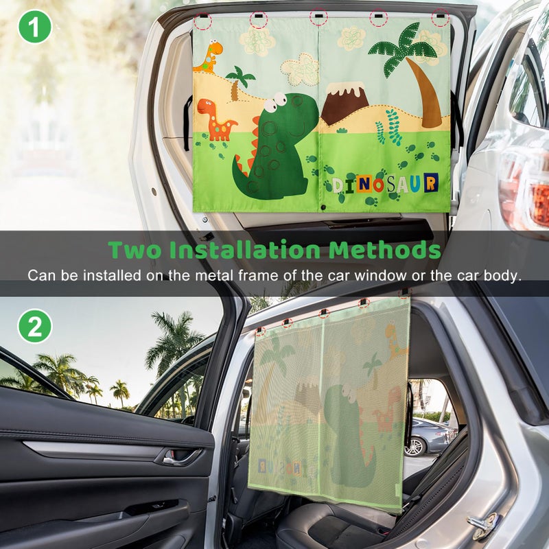 DIZA100 Car Window Shades with Cute Patterns, 2pcs Magnetic Car Curtains for Privacy Protection Full Covers/Half Shade Options, Auto Sunshades Sunglare/UV Blocker - Image 4