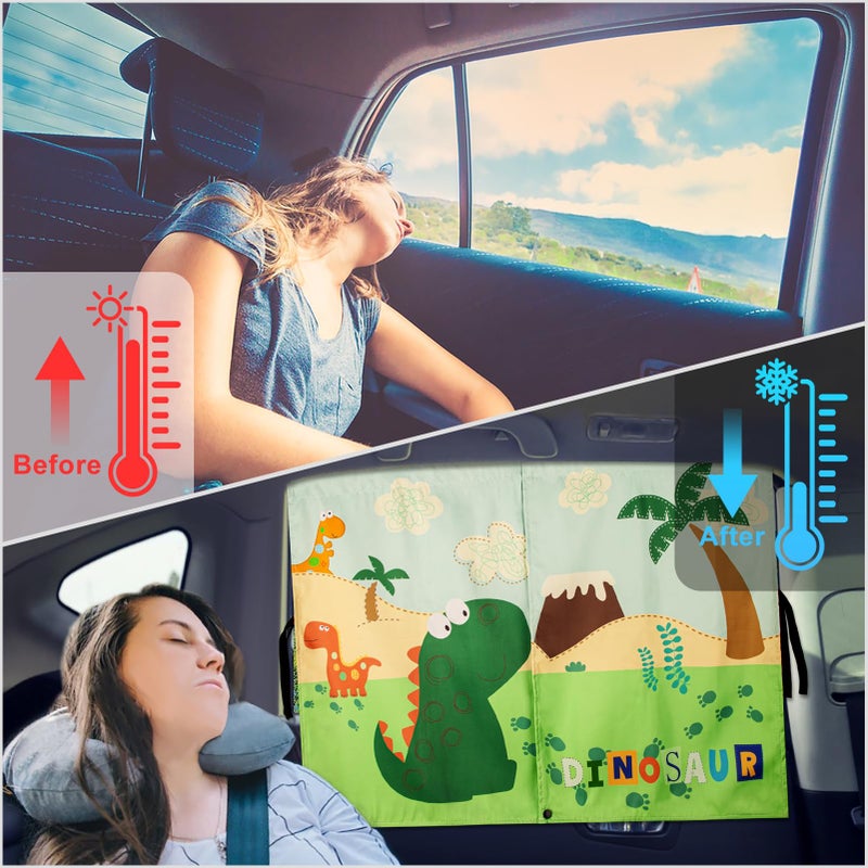 DIZA100 Car Window Shades with Cute Patterns, 2pcs Magnetic Car Curtains for Privacy Protection Full Covers/Half Shade Options, Auto Sunshades Sunglare/UV Blocker - Image 5