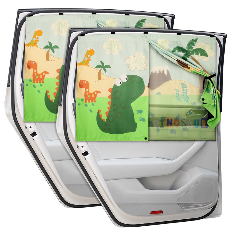 DIZA100 Car Window Shades with Cute Patterns, 2pcs Magnetic Car Curtains for Privacy Protection Full Covers/Half Shade Options, Auto Sunshades Sunglare/UV Blocker - Image 1