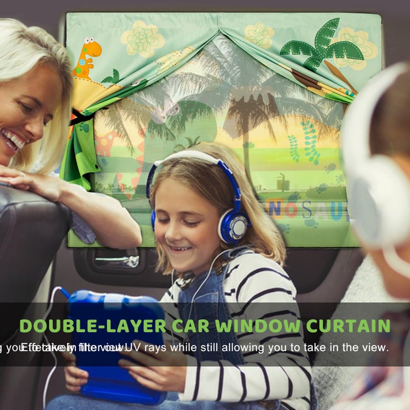 DIZA100 Car Window Shades with Cute Patterns, 2pcs Magnetic Car Curtains for Privacy Protection Full Covers/Half Shade Options, Auto Sunshades Sunglare/UV Blocker - Image 3