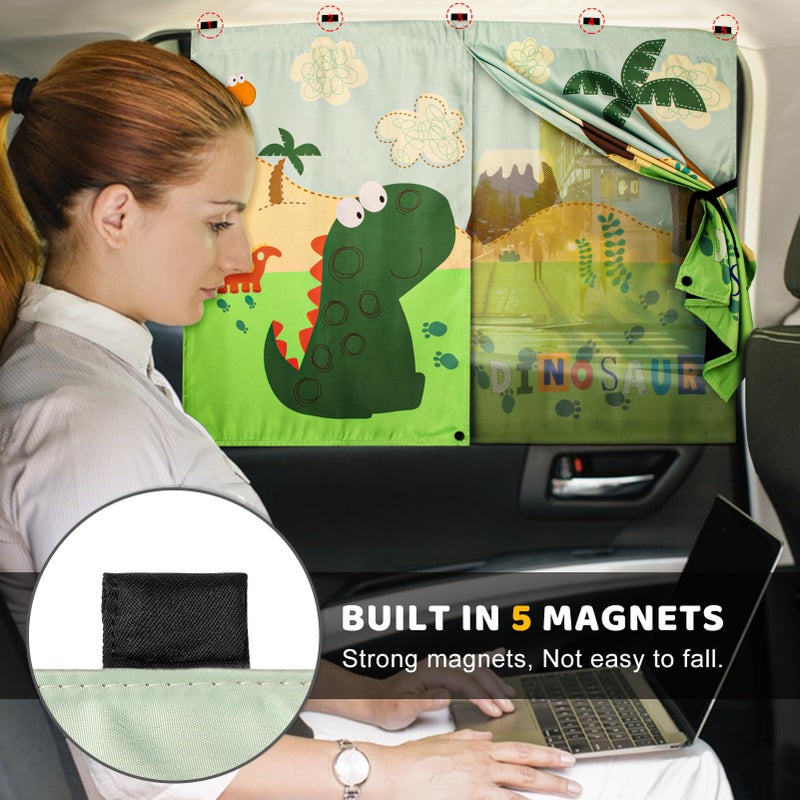 DIZA100 Car Window Shades with Cute Patterns, 2pcs Magnetic Car Curtains for Privacy Protection Full Covers/Half Shade Options, Auto Sunshades Sunglare/UV Blocker - Image 2