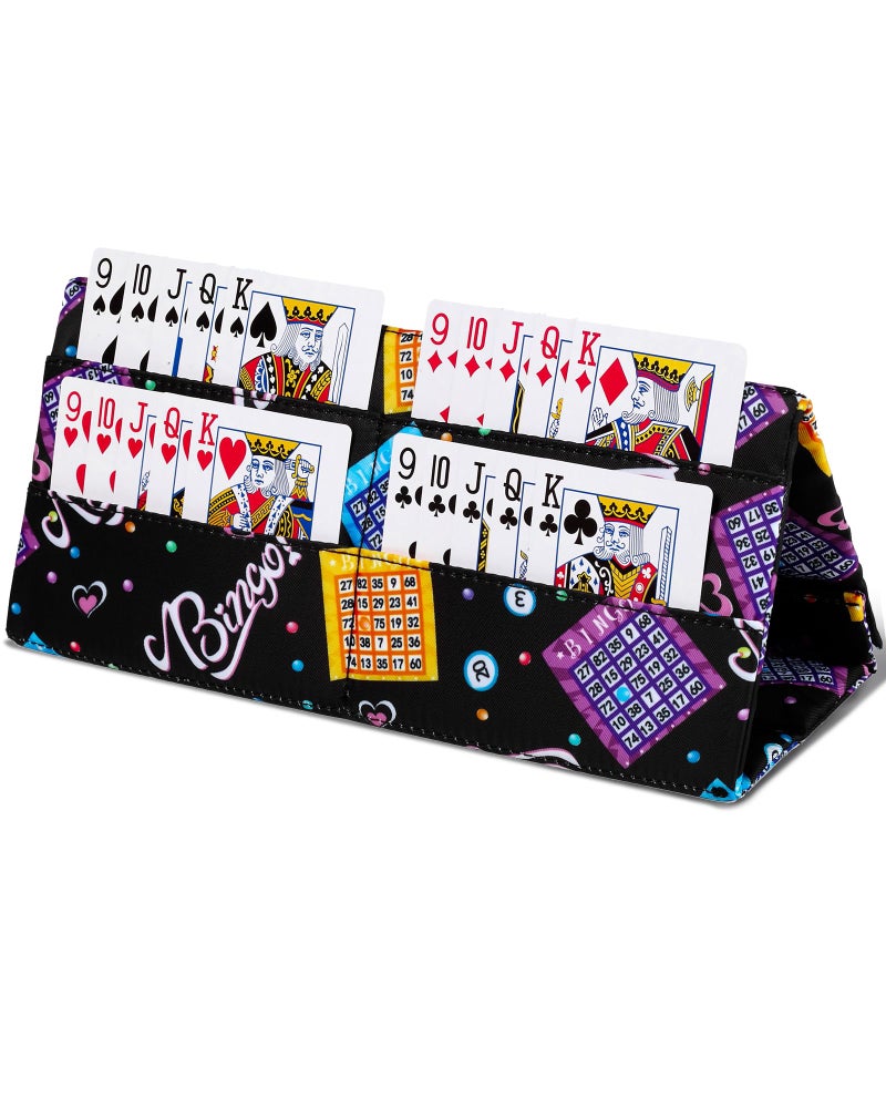 FOKDUVB Playing Card Holder for Bridge Canasta Poker Games Bingo Ticket Holder for Pull Tabs Gambling Tickets Bingo Accessories for Players Card Game Stuff Supplies for Adults Jet Black Bingo Theme - Image 2