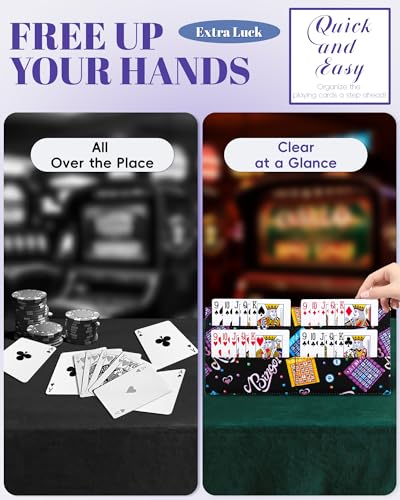FOKDUVB Playing Card Holder for Bridge Canasta Poker Games Bingo Ticket Holder for Pull Tabs Gambling Tickets Bingo Accessories for Players Card Game Stuff Supplies for Adults Jet Black Bingo Theme - Image 3