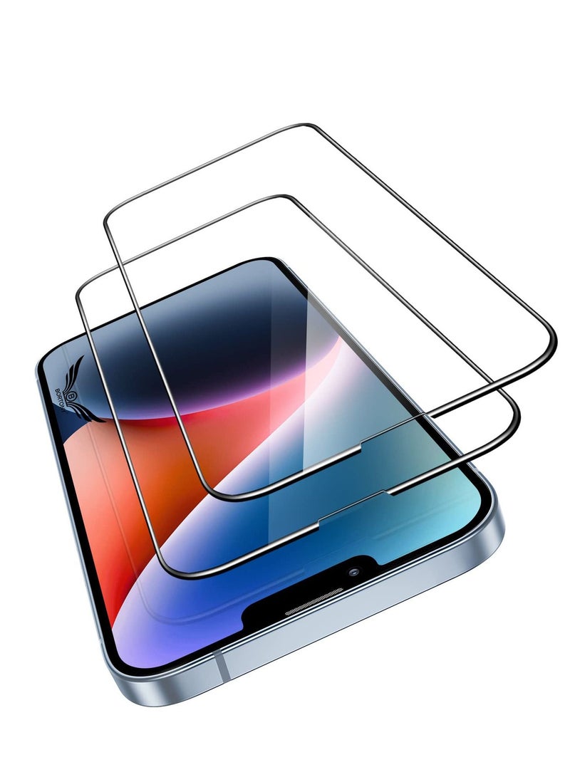 BORTONY Pack of 2 iPhone 14/13/13 Pro 9H Hardness Tempered Glass Screen Protector Bubble Free Ultra HD Case Friendly Full Coverage For Apple iPhone 14/13/13 Pro 6.1" - Image 1
