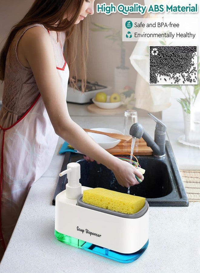 MeRaYo Plastic Soap Dispenser For Kitchen Handwash Dispenser & Dish Wash Dispenser Liquid Soap Dispenser For Kitchen Sink With Sponge Holder, White - Image 5