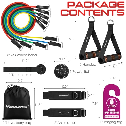 RENRANRING Resistance Bands for Working Out, 150LBS Exercise Bands, Workout Bands, Resistance Bands Set with Handles for Men Women, Legs Ankle Straps for Muscle Training - Image 2