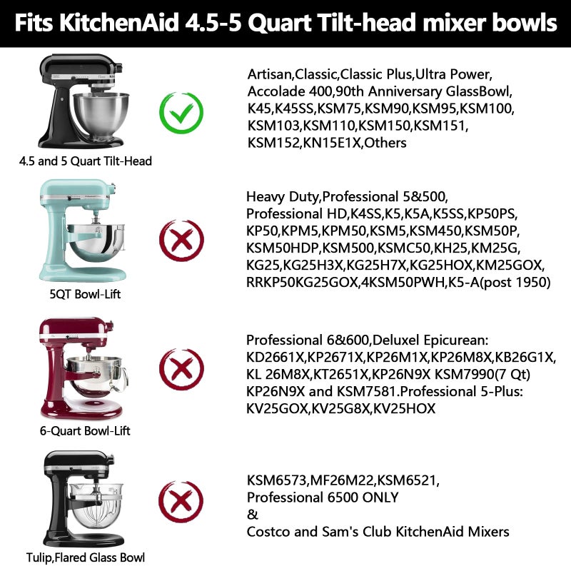 Mttobo Flex Edge Beater for KitchenAid 4.5/5 QT Tilt Head Stand Mixer Kitchen Aid Mixer Accessory,With Silicone Edges For Kitchen Aid Accessories and Attachments - Image 2