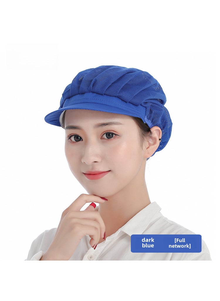 Generic Breathable Chef Cap Dustproof Kitchen Work Hat for WomenDeep Blue full network Deep Blue full network 