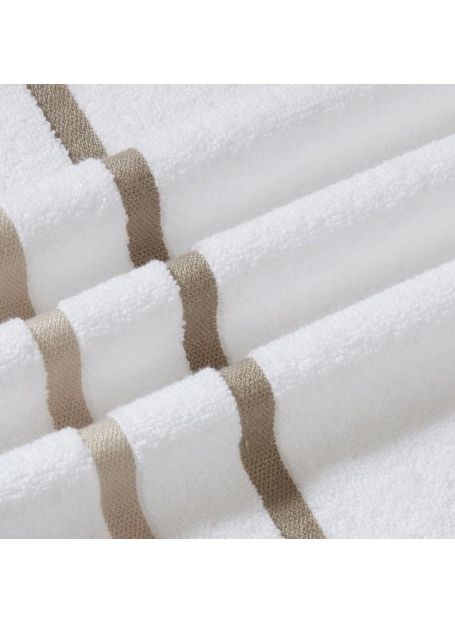 Comfort Spaces Cotton 8 Piece Bath Towel Set Striped Ultra Soft Hotel Quality Quick Dry Absorbent Bathroom Shower Hand Face Washcloths, Multi-Sizes, Zero Twist Taupe 8 Piece  - Image 3