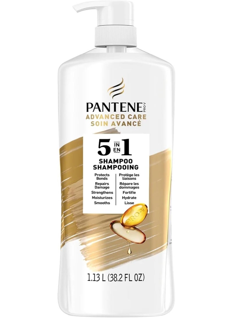 Pantene Advanced Care 5 in 1 Shampoo, Protects Bonds, Repairs Damage, Strengthens, Smooth - 1130ml - Image 1