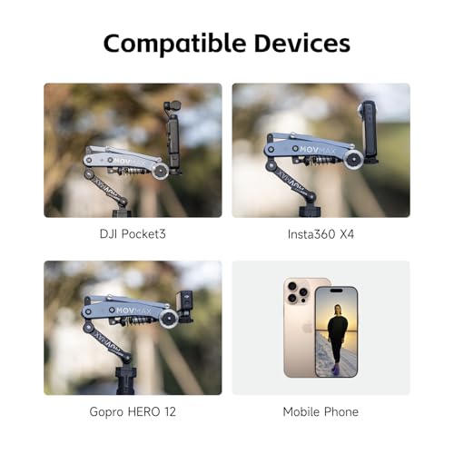 Vaxis Global MOVMAX Blade Arm Handheld Kit for DJI Pocket 3, Insta 360, and GoPro Hero 12 Action Cameras, Handheld Stabilizer/N2 Arm Technology/Universal Locking Screw - Image 3