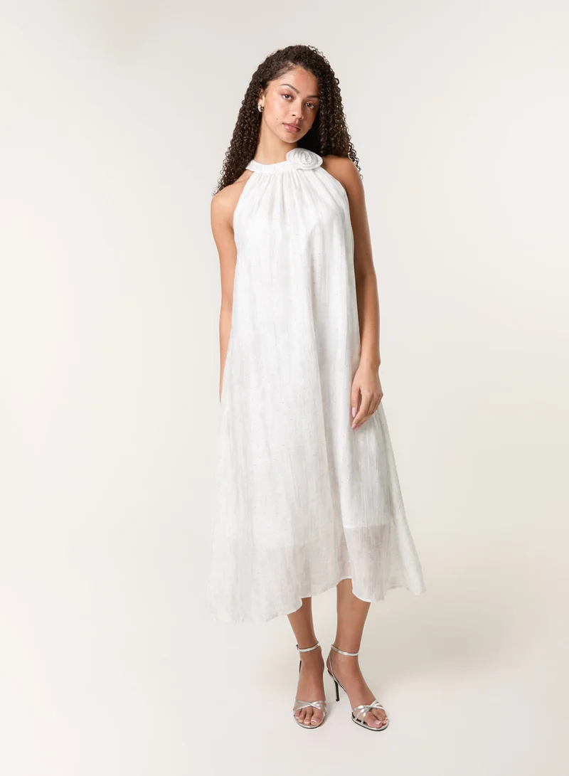 Blue Vanilla Luxe Rose Detail Halter Neck Dress