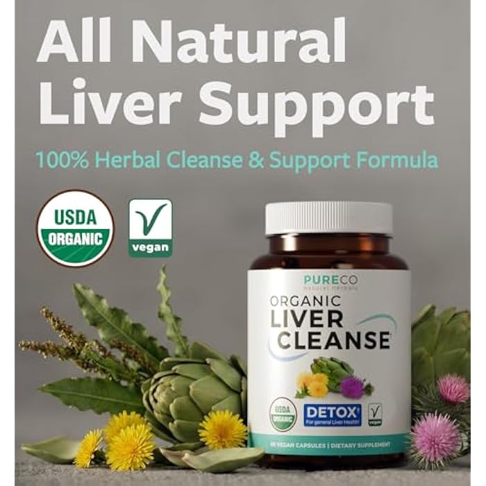 PURE CO USDA Organic Milk Thistle and Dandelion Root - Silymarin Milk Thistle Liver Detox Cleanse Formula with Artichoke Extract for Comprehensive Liver Support - Vegan Non-GMO & Lab Verified (1 Month Supply) - Image 2