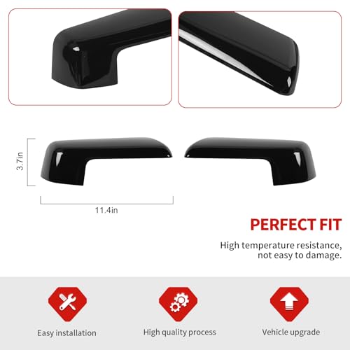 Jimen Compatible with Chevrolet Silverado/GMC Sierra 2019-2024, 1 Pair Rearview Mirror Cap Trim Cover (Black) - Image 3