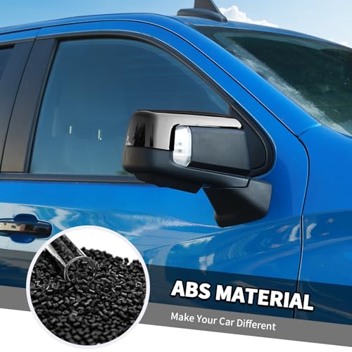 Jimen Compatible with Chevrolet Silverado/GMC Sierra 2019-2024, 1 Pair Rearview Mirror Cap Trim Cover (Black) - Image 4