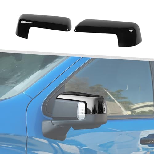 Jimen Compatible with Chevrolet Silverado/GMC Sierra 2019-2024, 1 Pair Rearview Mirror Cap Trim Cover (Black) - Image 1