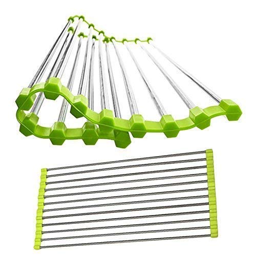 Foliam Stainless Steel Kitchen Sink Crockery Vegetable Wash Utensils Dish Drying Folding Drain Rack 185inchMulti Colors - Image 1