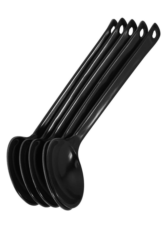 Hemoton 25pcs Asian Soup Spoon Black Melamine Japanese Long Handle Spoons Noodle Ramen Wonton Rice Dumpling Pho Spoon Bulk with Hook for Home Restaurant Kitchen - Image 1