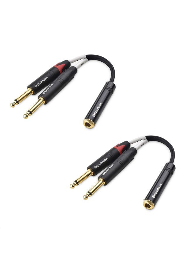 Cable Matters 2-Pack 1/4 TRS to Dual TS Stereo Audio Splitter Cable (Dual 1/4 Inch TS to TRS Female Adapter) in Black - 6 Inches / 0.15 Meters - Image 1
