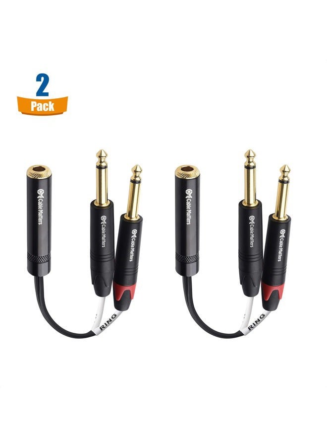 Cable Matters 2-Pack 1/4 TRS to Dual TS Stereo Audio Splitter Cable (Dual 1/4 Inch TS to TRS Female Adapter) in Black - 6 Inches / 0.15 Meters - Image 2