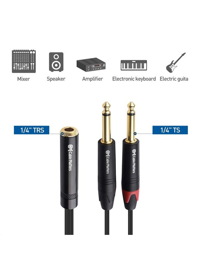 Cable Matters 2-Pack 1/4 TRS to Dual TS Stereo Audio Splitter Cable (Dual 1/4 Inch TS to TRS Female Adapter) in Black - 6 Inches / 0.15 Meters - Image 3