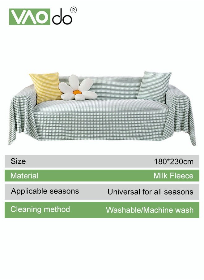VAOdo - Simple Sofa Cover Simple Shape Double-sided Use of Sofa Cover One Piece Bedding Easy to Take Care of Multi-functional Blanket Shawl Sofa Towel Green - Image 1