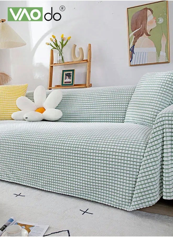 VAOdo - Simple Sofa Cover Simple Shape Double-sided Use of Sofa Cover One Piece Bedding Easy to Take Care of Multi-functional Blanket Shawl Sofa Towel Green - Image 1
