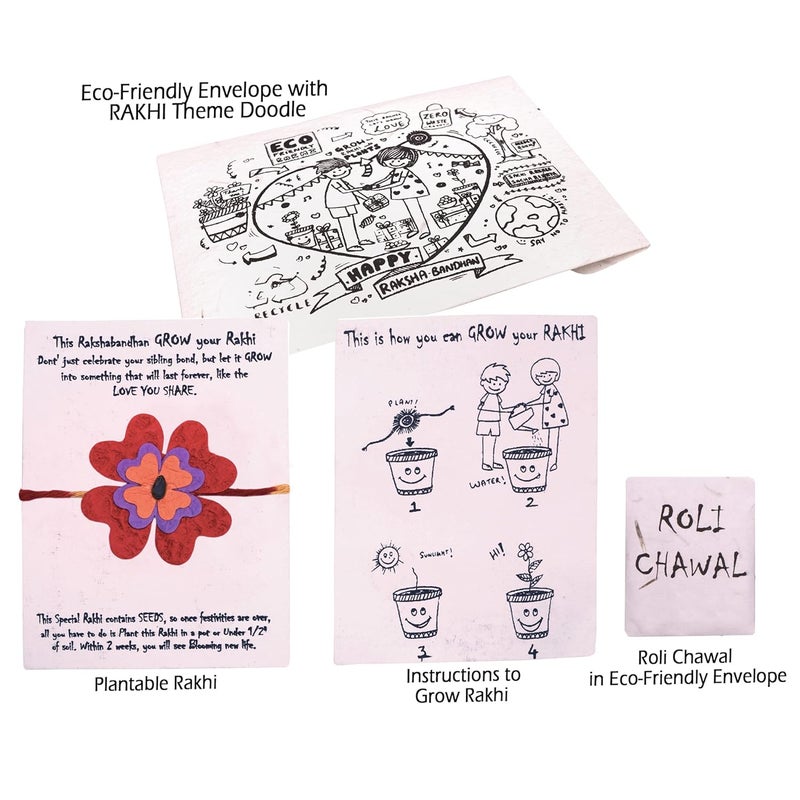 Surprise Someone Plantable Eco Friendly Organic Seeded Rakhi Envelope with Roli Chawal - Image 3