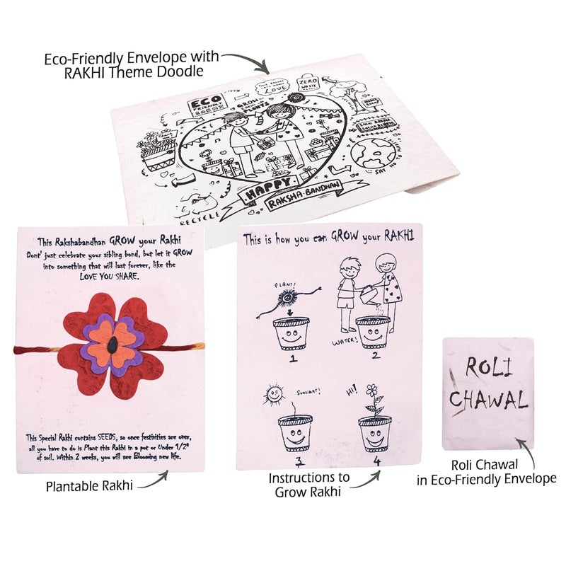Surprise Someone Plantable Eco Friendly Organic Seeded Rakhi Envelope with Roli Chawal - Image 2