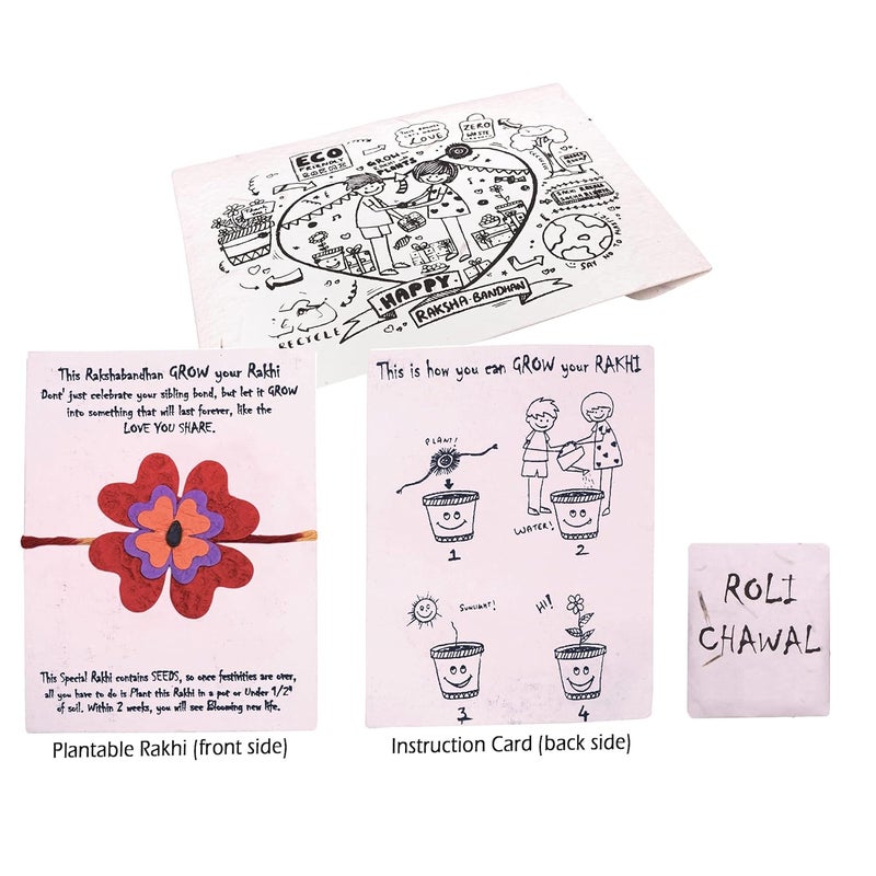 Surprise Someone Plantable Eco Friendly Organic Seeded Rakhi Envelope with Roli Chawal - Image 1
