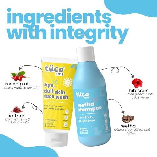 Tuco® Kids Combo | Mild Shampoo (300ml) & Face Wash (100ml) | Ages 2-5, 4-10, 10-15, 5-10 Years | Paraben & Sulphate Free | Pack of 2 - Image 3